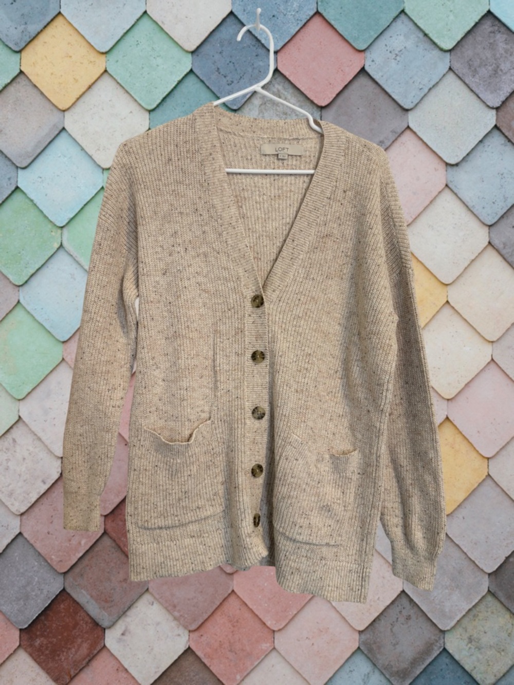 Cream Button Up Cardigan – Lightweight Ribbed Knit Long Sleeve Sweater Top